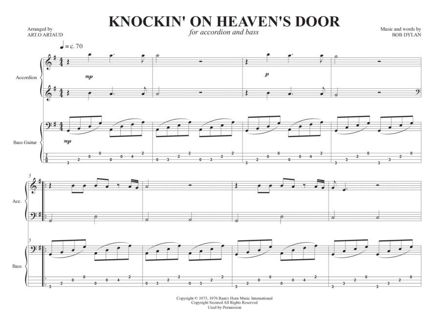 Knockin' On Heaven's Door String Duet scores gallery preview page 1