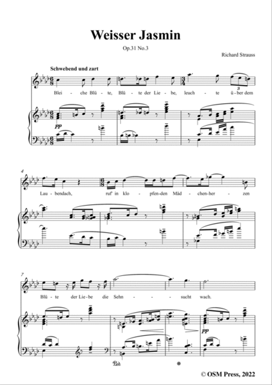 Richard Strauss-Weißer Jasmin,in f minor,Op.31 No.3 Voice scores gallery preview page 3
