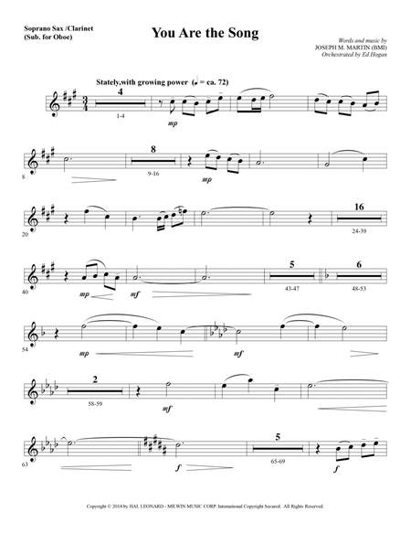 You Are the Song - Soprano Sax/Clarinet(sub oboe)