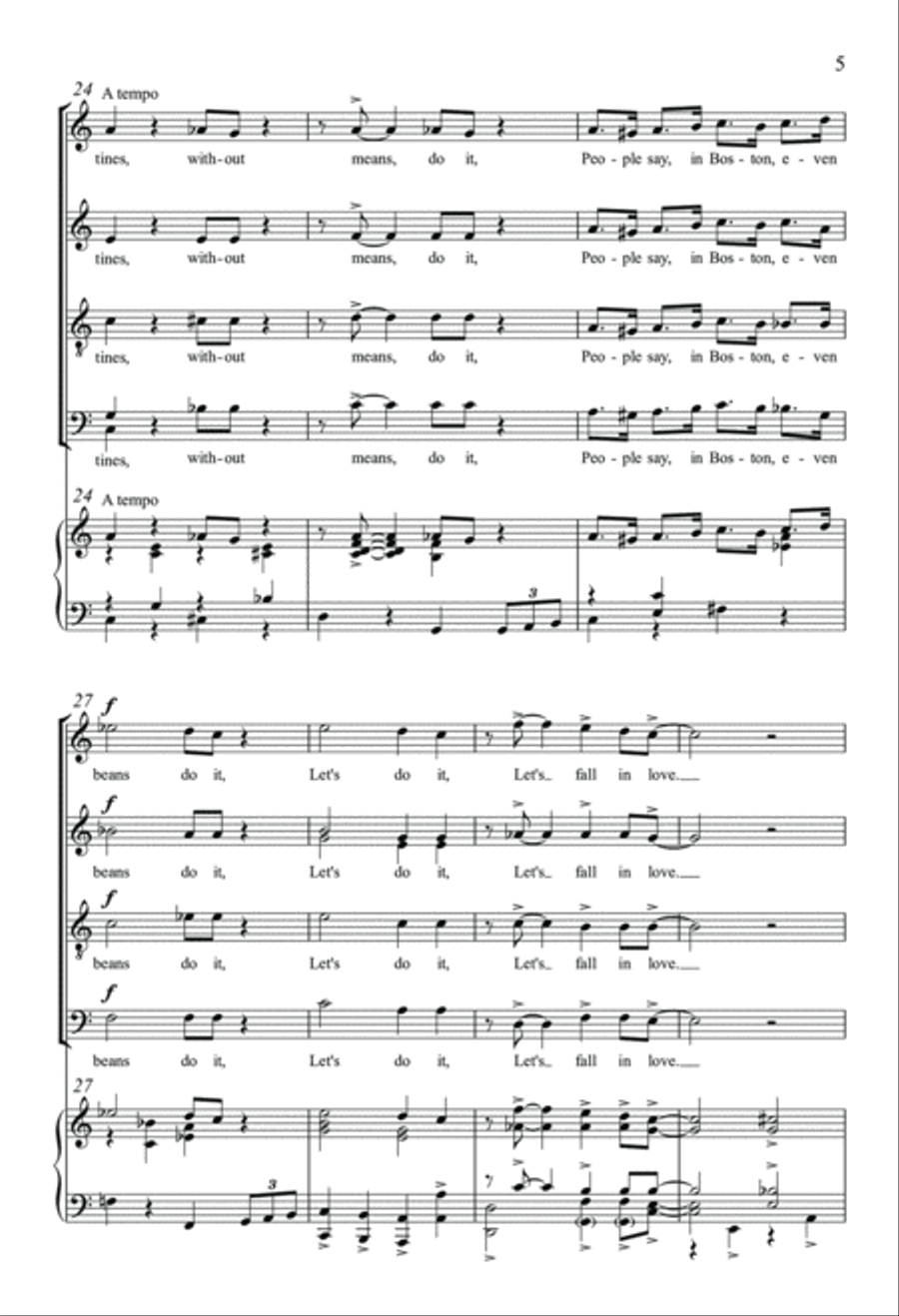 Let's Do It (Let's Fall In Love) 4-Part scores gallery preview page 5