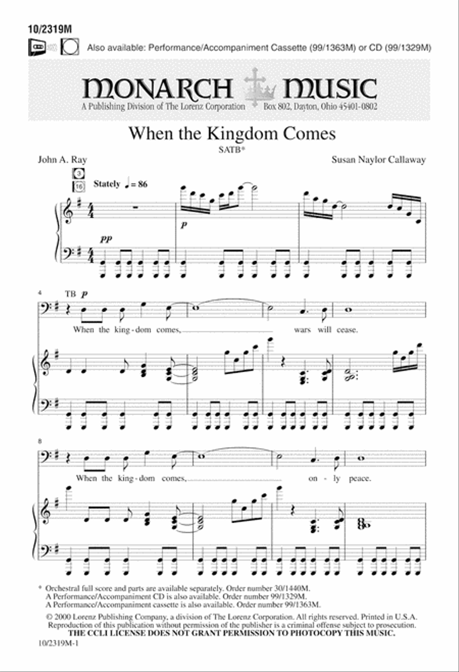 When the Kingdom Comes When the Kingdom Comes 4-Part scores gallery preview page 1