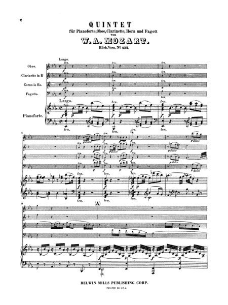 Piano Quintet In E Flat K. 452