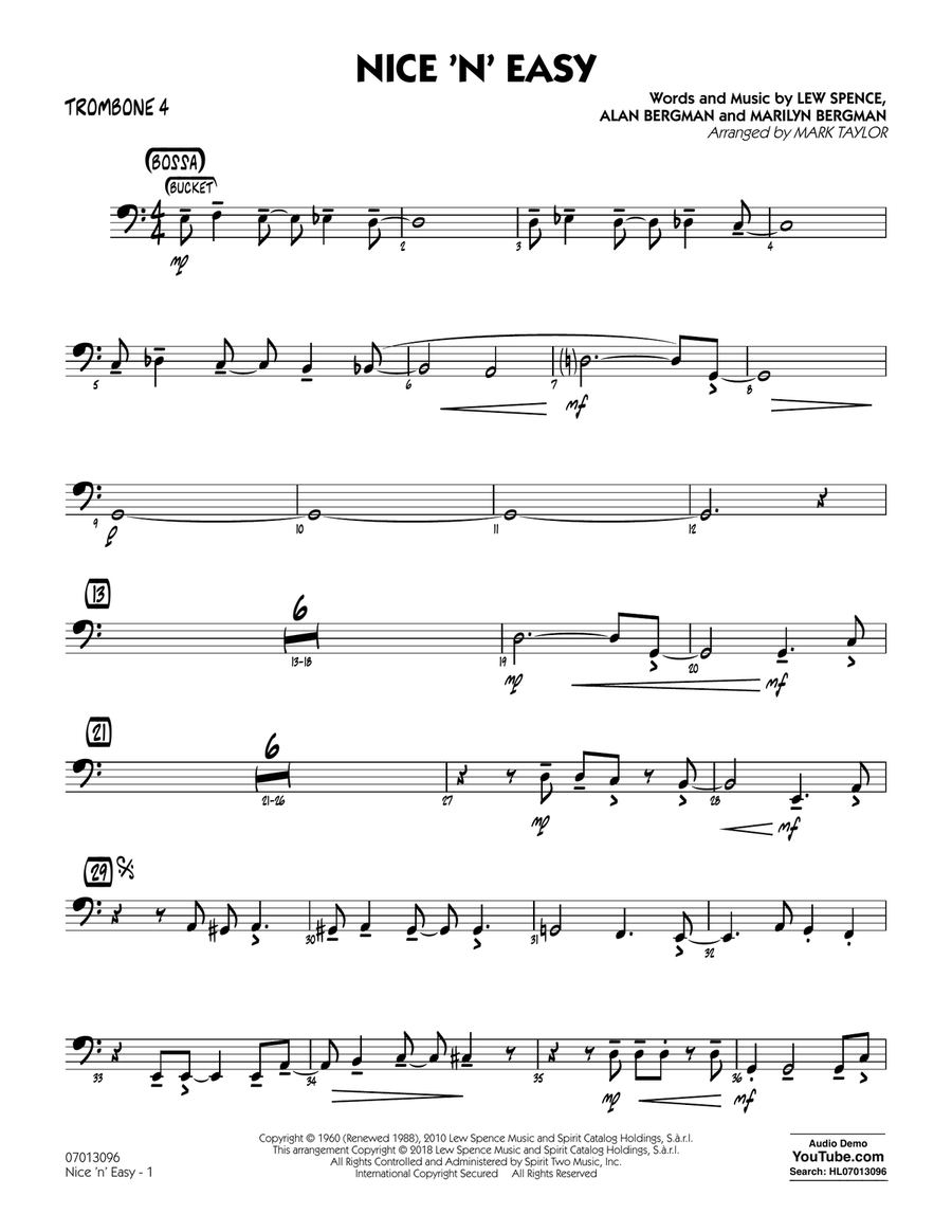 Nice 'n' Easy - Trombone 4 Jazz Ensemble scores gallery preview page 1