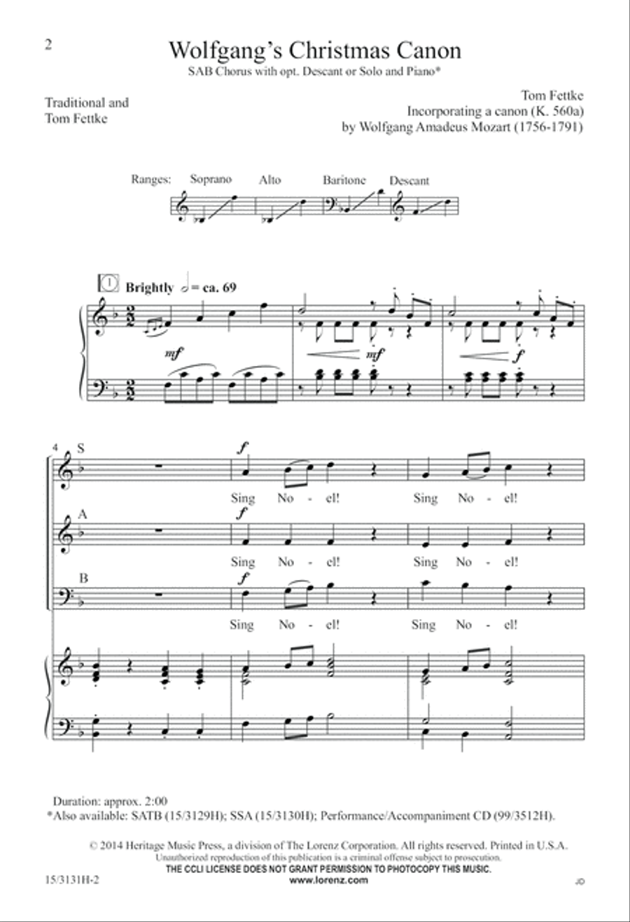 Wolfgang's Christmas Canon 3-Part scores gallery preview page 2