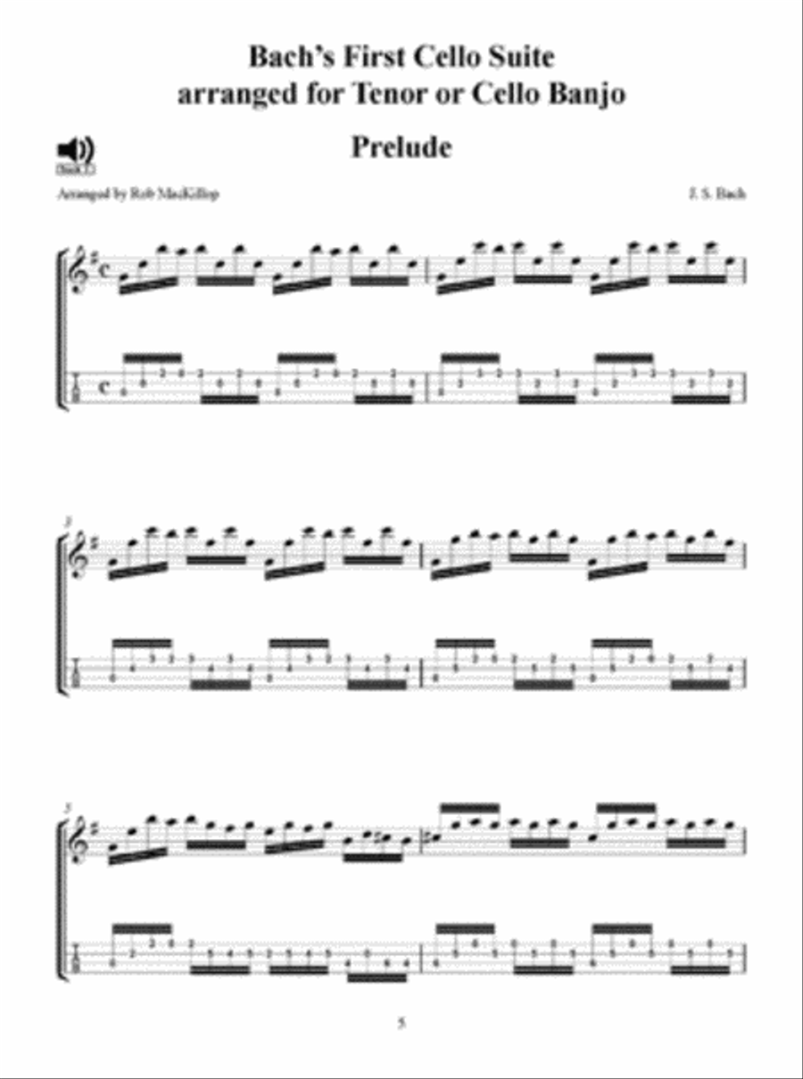 Bach's Cello Suites I-III Arranged for Tenor Banjo Cello scores gallery preview page 2
