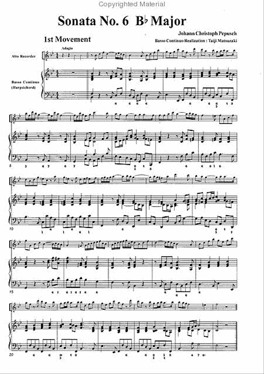 Sonata No. 6 in B-flat Major Alto Recorder scores gallery preview page 3