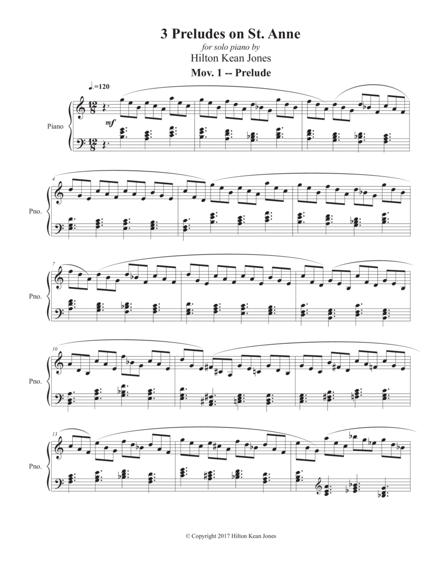 3 Preludes on St Anne - Mov 1 Prelude Piano Solo scores gallery preview page 1