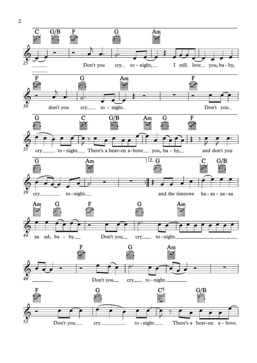 Don't Cry (Alternative Lyrics) Piano scores gallery preview page 2