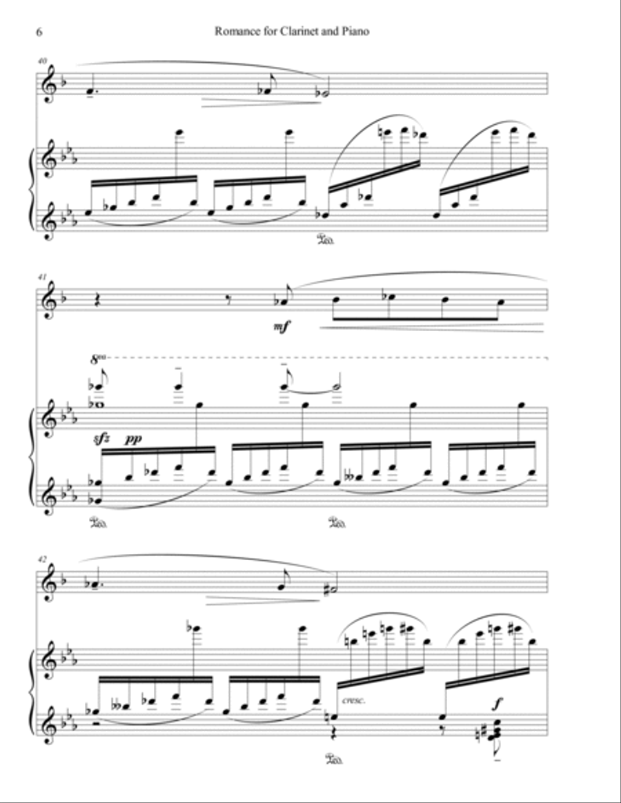 Romance for Clarinet and Piano Clarinet Solo scores gallery preview page 6