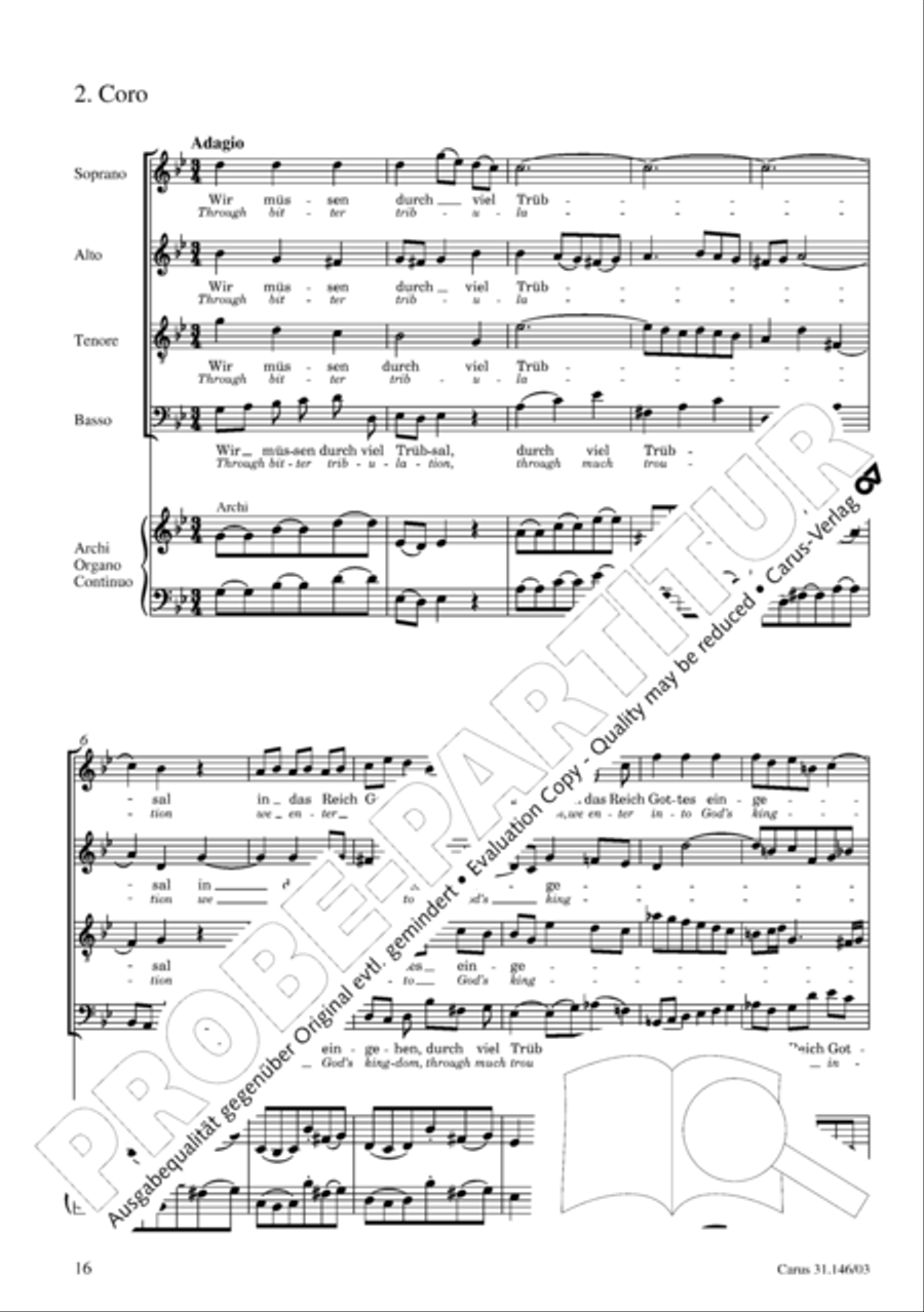 Through bitter tribulation we enter into God's kingdom (Wir mussen durch viel Trubsal in das Reich Gottes eingehen) 4-Part scores gallery preview page 17
