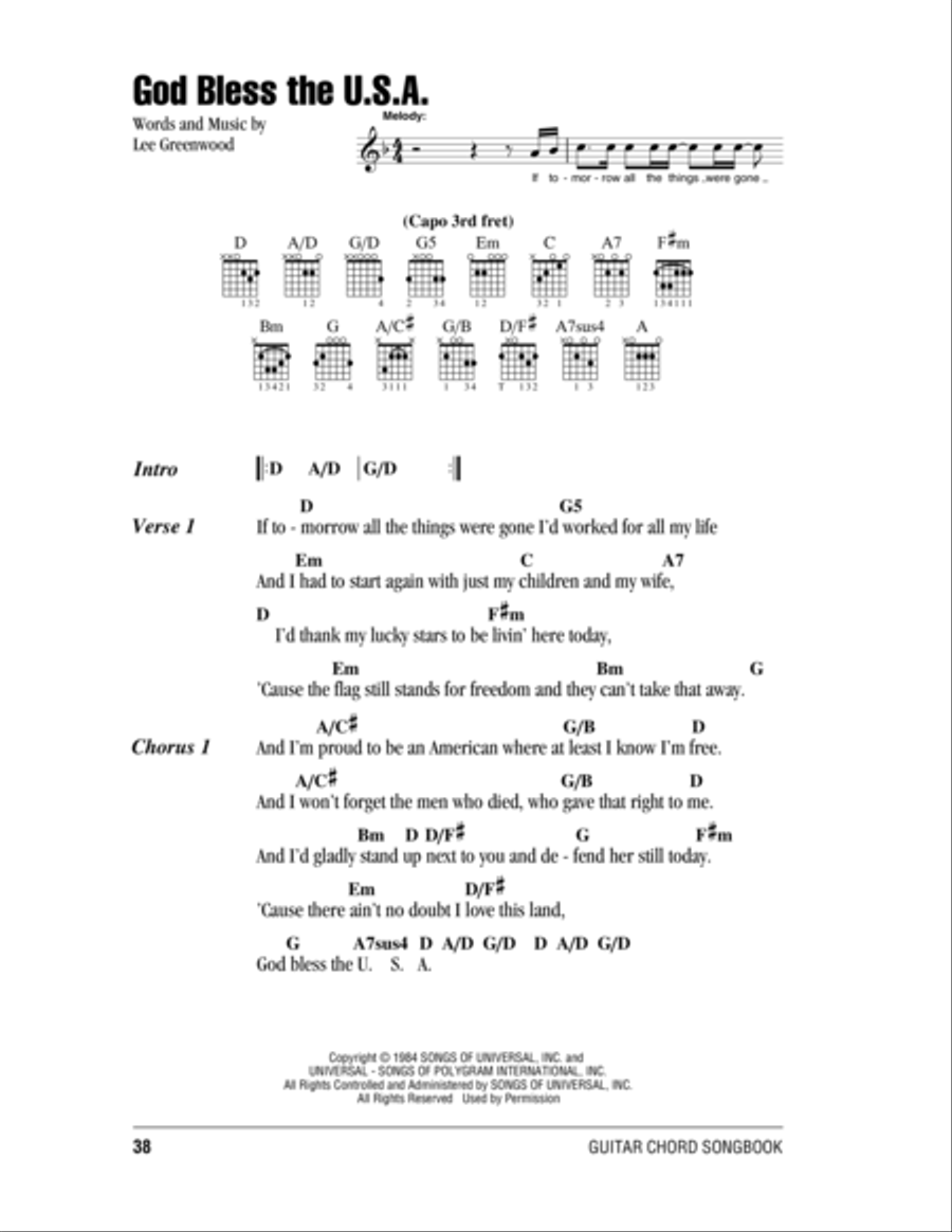 God Bless The U.S.A. Electric Guitar scores gallery preview page 1
