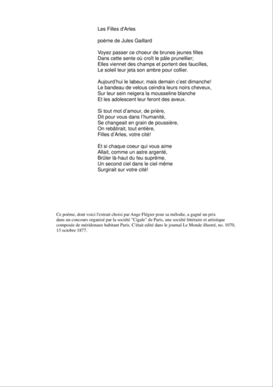 Ange Flégier: Les Filles d'Arles for baritone and piano Voice Solo scores gallery preview page 2