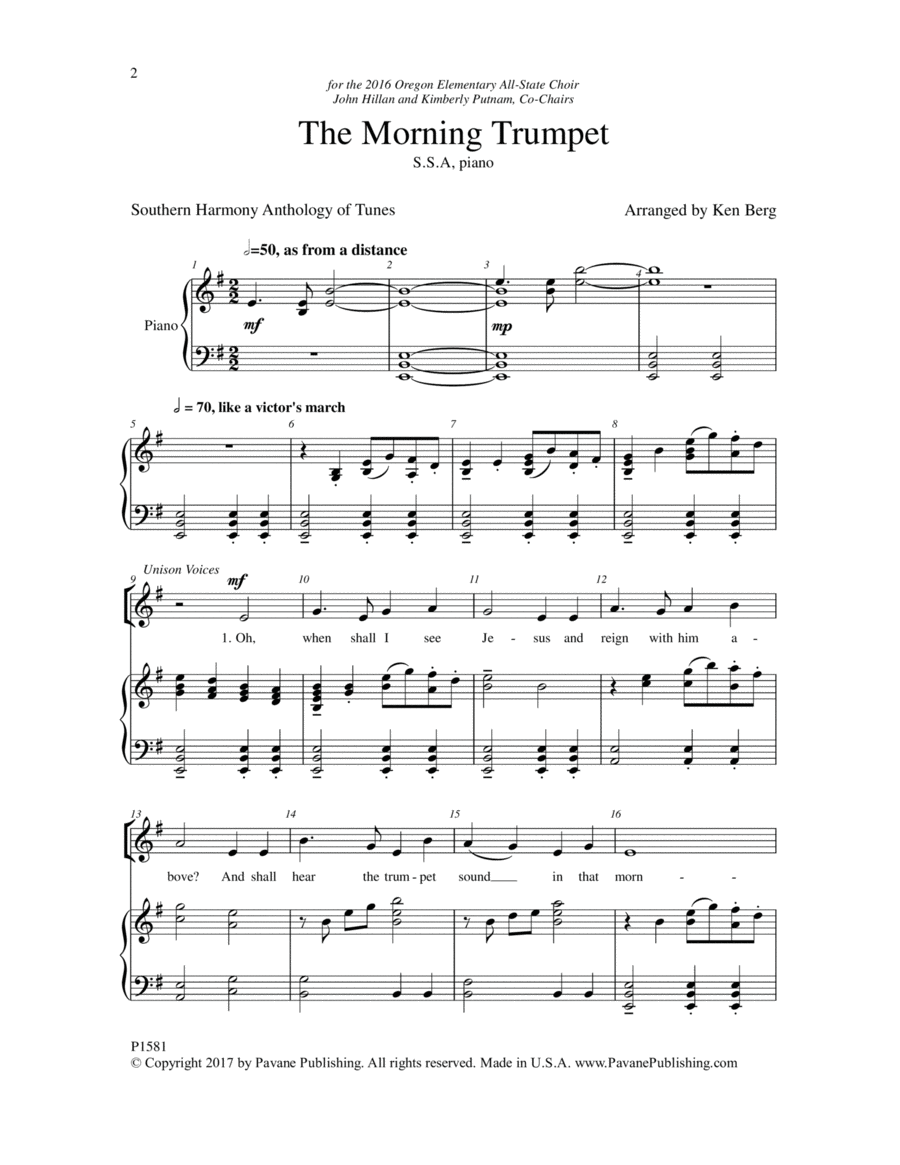 The Morning Trumpet SSA scores gallery preview page 1