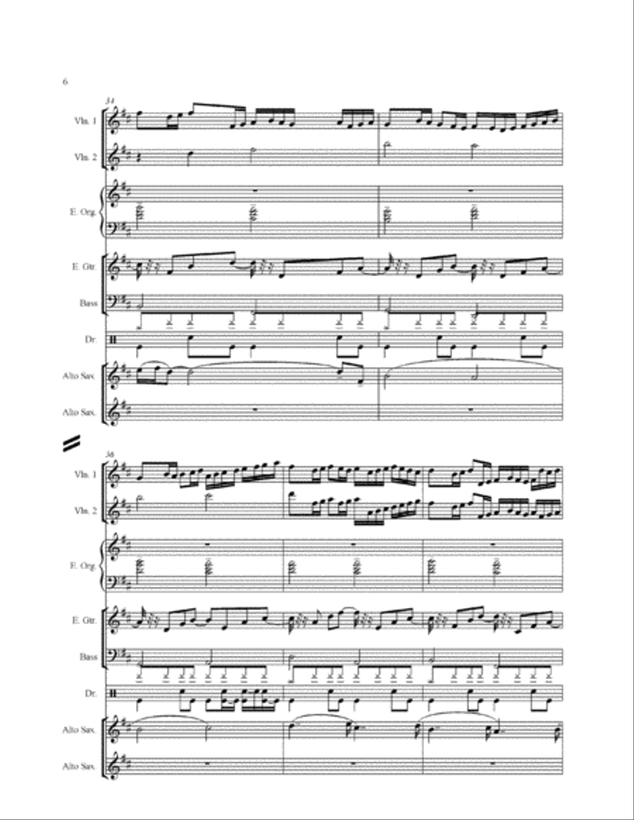 Pachelbel Canon for Electric Violin Duo with band parts and backing track on mp3 Small Ensemble scores gallery preview page 6