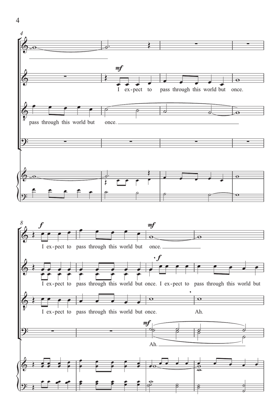 I Shall Not Pass This Way Again 4-Part scores gallery preview page 3
