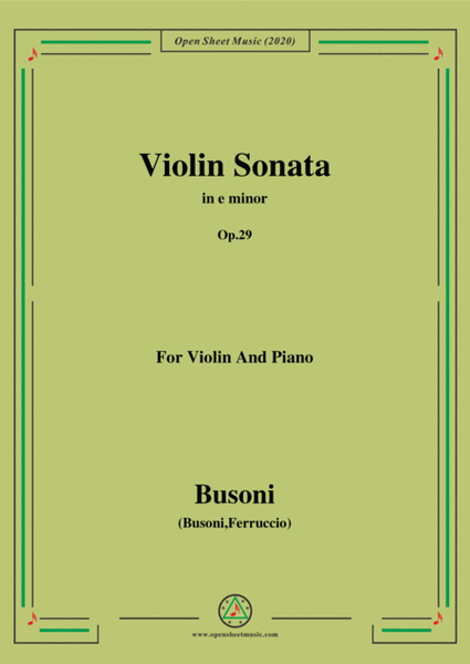 Busoni-Violin Sonata in e minor,Op.29,for Violin and Piano image number null