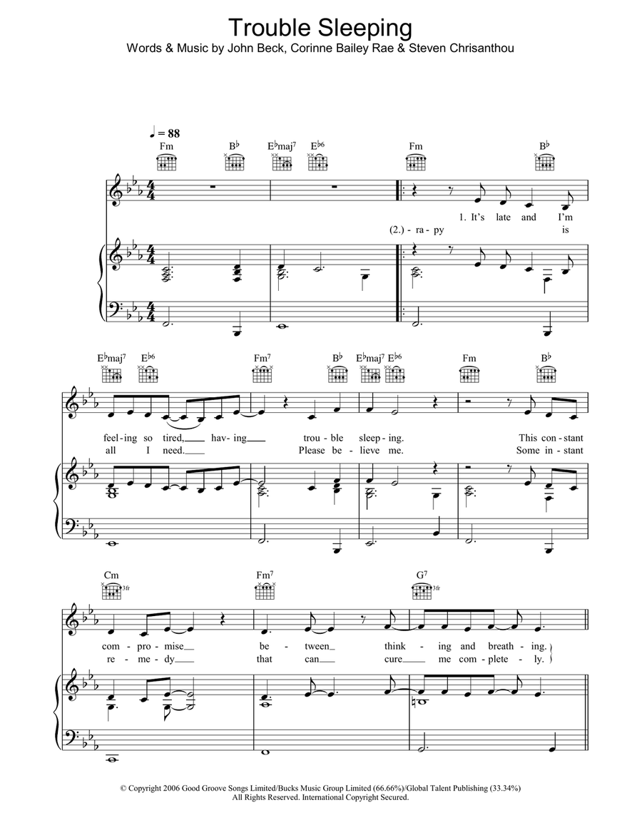 Trouble Sleeping Acoustic Guitar scores gallery preview page 1