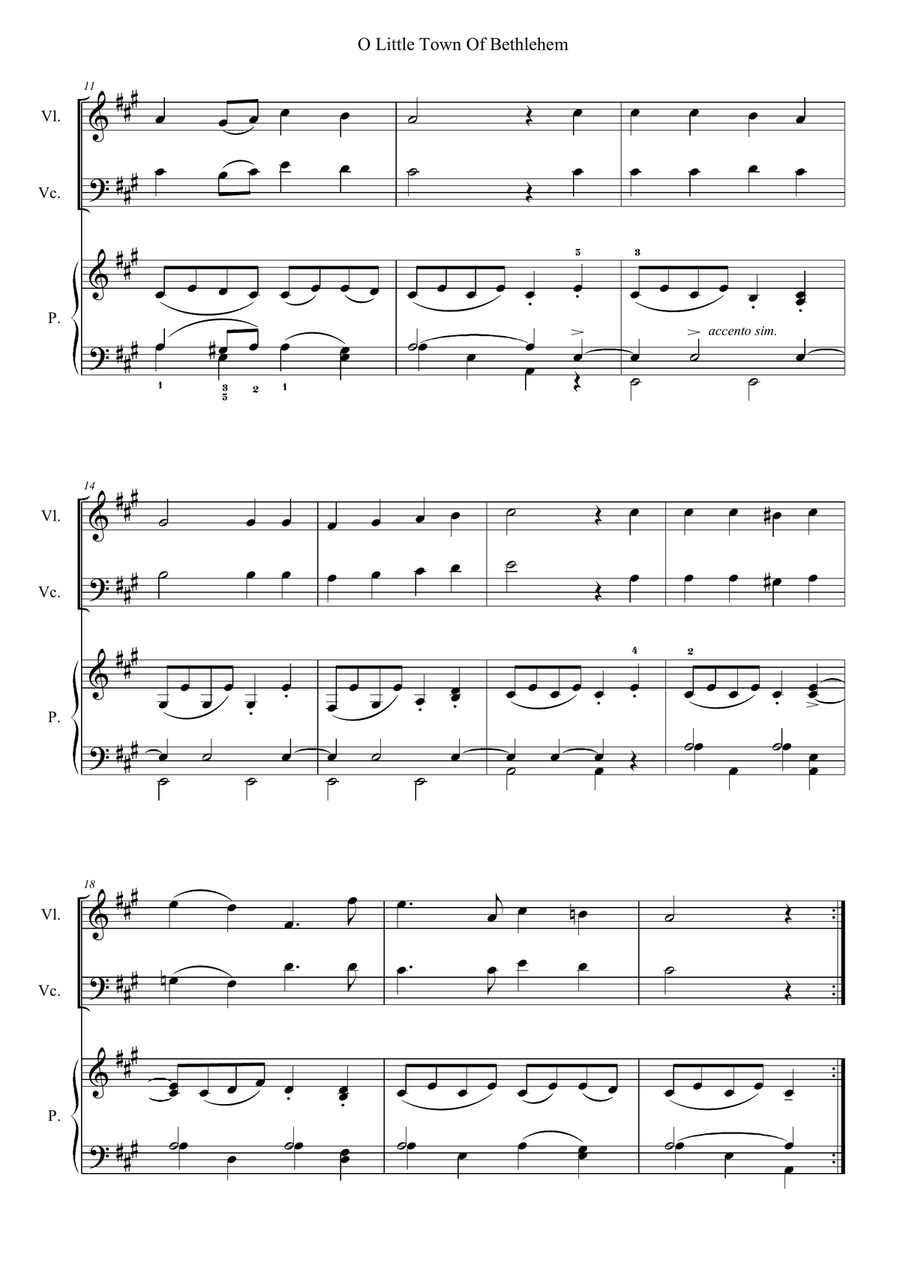 O Little Town Of Bethlehem Piano Trio scores gallery preview page 2