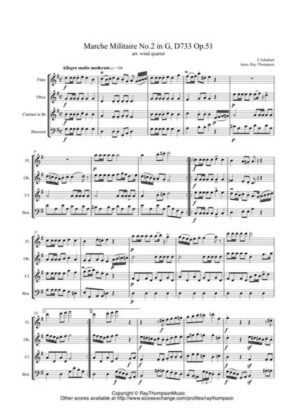 Schubert: Marche Militaire No.2 in G, D733 Op.51 - wind quartet image number null