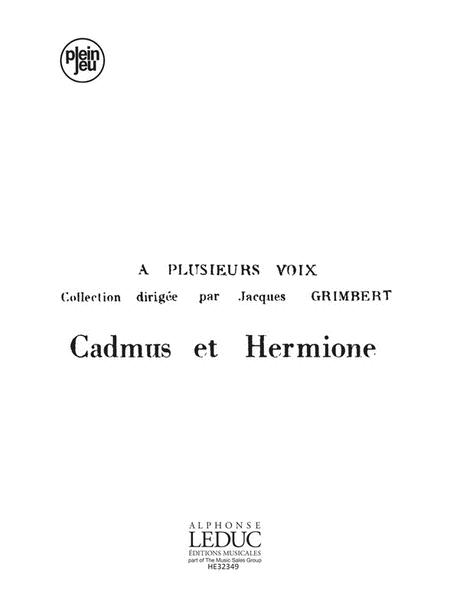 Lully Rollin A Plusieurs Voix Pj331 Cadmus Hermione 4 Part Choral