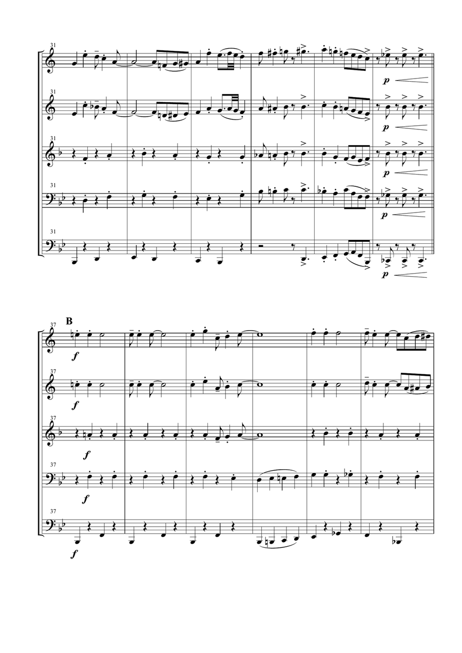 Jingle Bells for Brass Quintet Brass Quintet scores gallery preview page 4