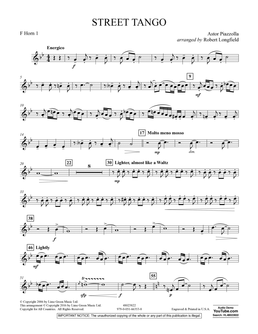 Street Tango - F Horn 1 Street Tango - F Horn 1 Horn scores gallery preview page 1