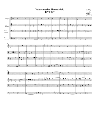 Vater unser im Himmelreich, BWV 737 (arrangement for 4 recorders)