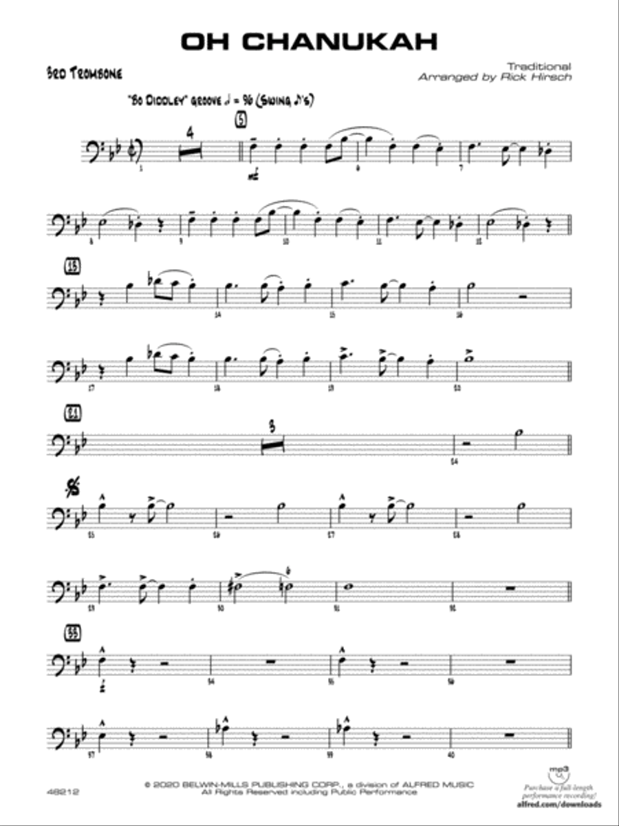 Oh Chanukah: 3rd Trombone Jazz Ensemble scores gallery preview page 1