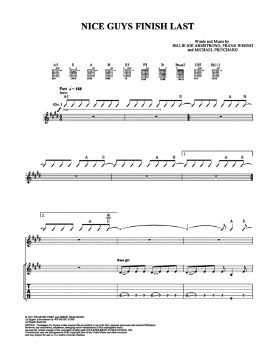 Nice Guys Finish Last Electric Guitar scores gallery preview page 1