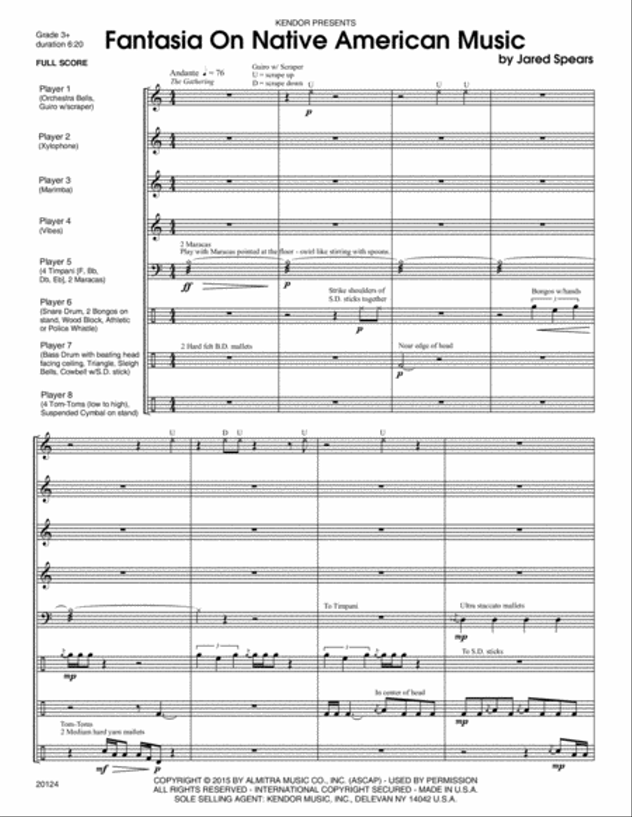Fantasia On Native American Music Percussion Ensemble scores gallery preview page 2