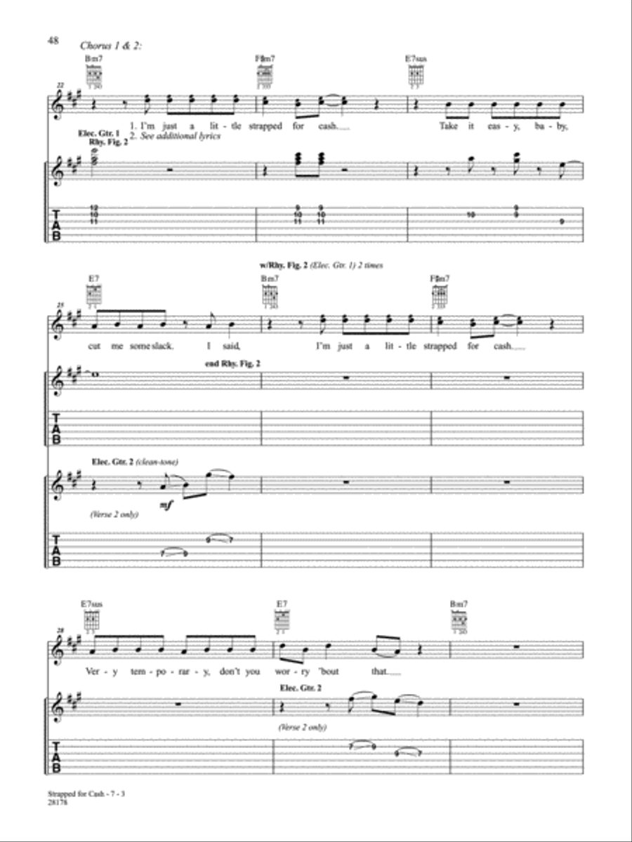 Strapped For Cash Guitar Tablature scores gallery preview page 3