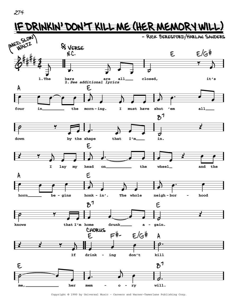 If Drinkin' Don't Kill Me (Her Memory Will) Voice scores gallery preview page 1