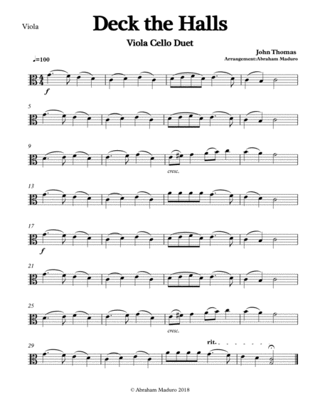Deck The Halls Viola Cello Duet-Three Tonalities Included image number null