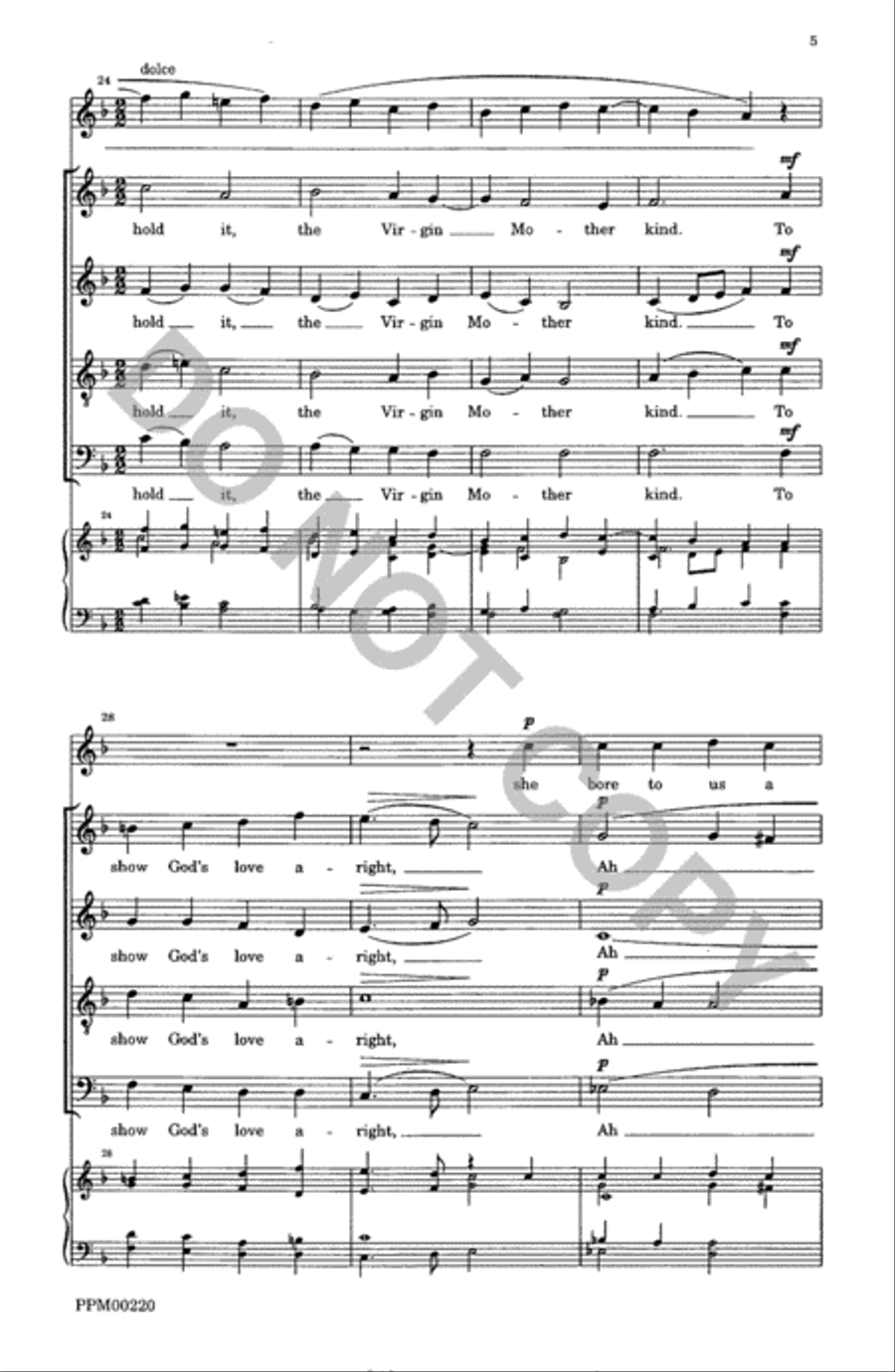 Lo How a Rose E'er Blooming 4-Part scores gallery preview page 6