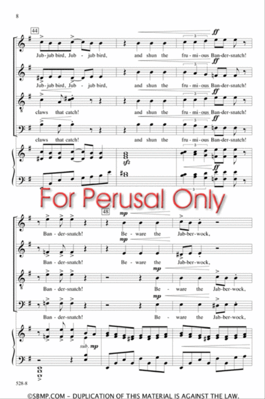 Jabberwocky - SATB Octavo 4-Part scores gallery preview page 7