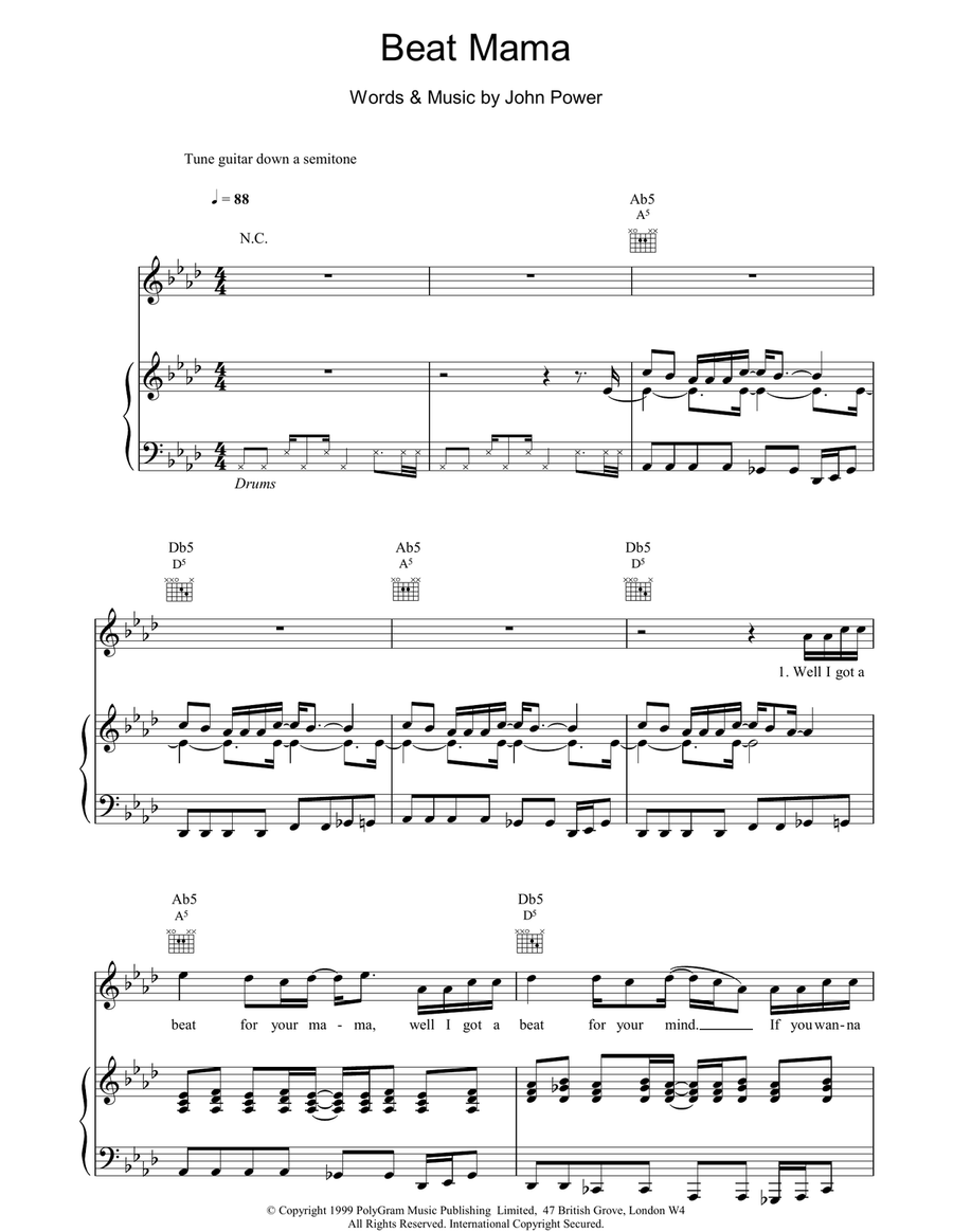 Beat Mama Piano, Vocal, Guitar scores gallery preview page 1