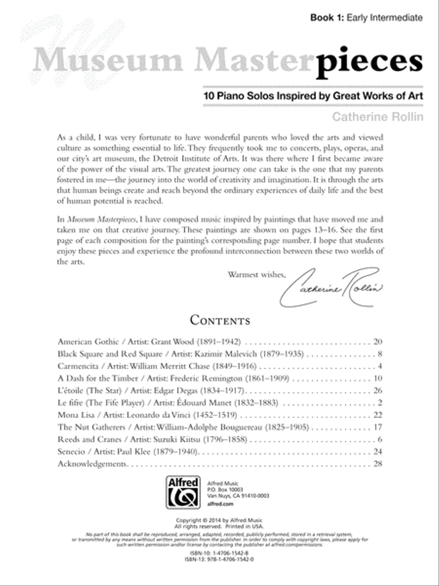Museum Masterpieces, Book 1 Piano Solo scores gallery preview page 2