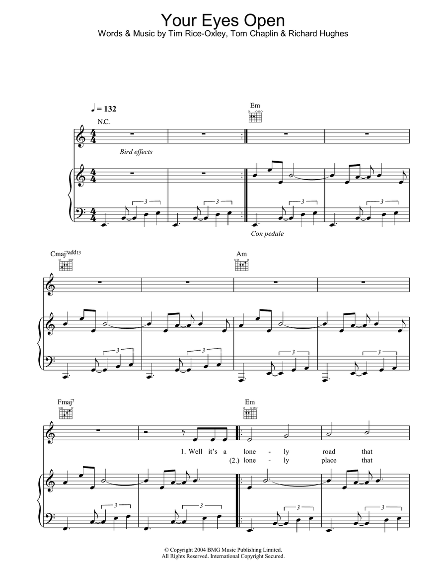 Your Eyes Open Piano, Vocal, Guitar scores gallery preview page 1