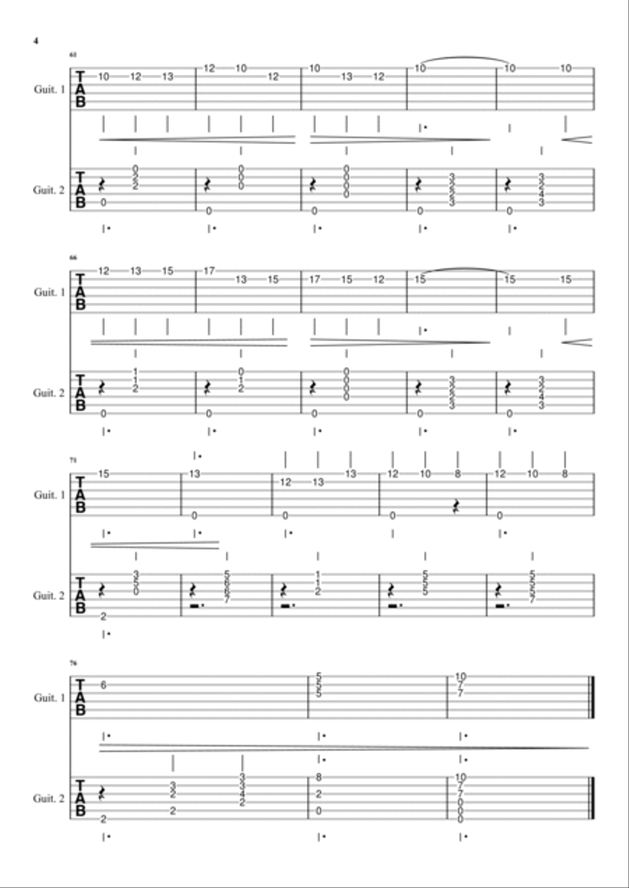 Gymnopédie No. 1 for 2 guitars (TAB) Chamber Music scores gallery preview page 4