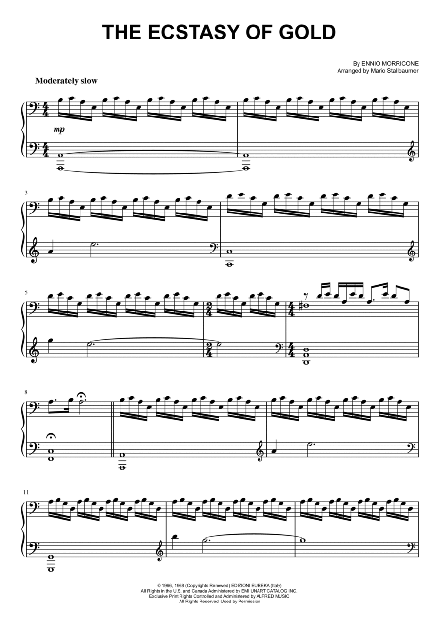 The Ecstasy Of Gold Piano Solo scores gallery preview page 1
