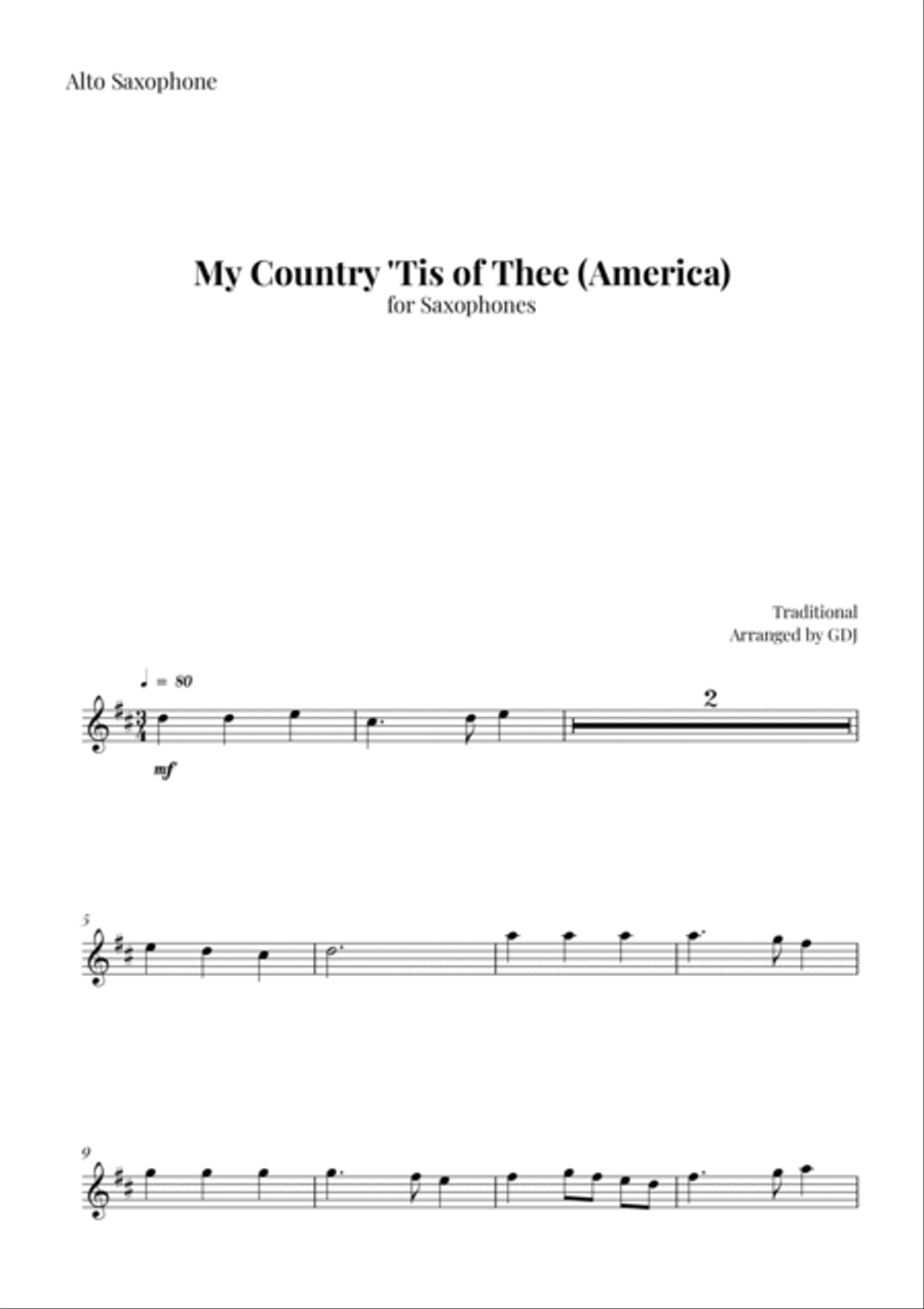 My Country 'Tis of Thee (America) Woodwind Duet scores gallery preview page 4