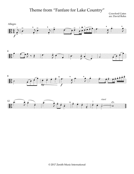 Theme from the Fanfare for Lake Country - Viola