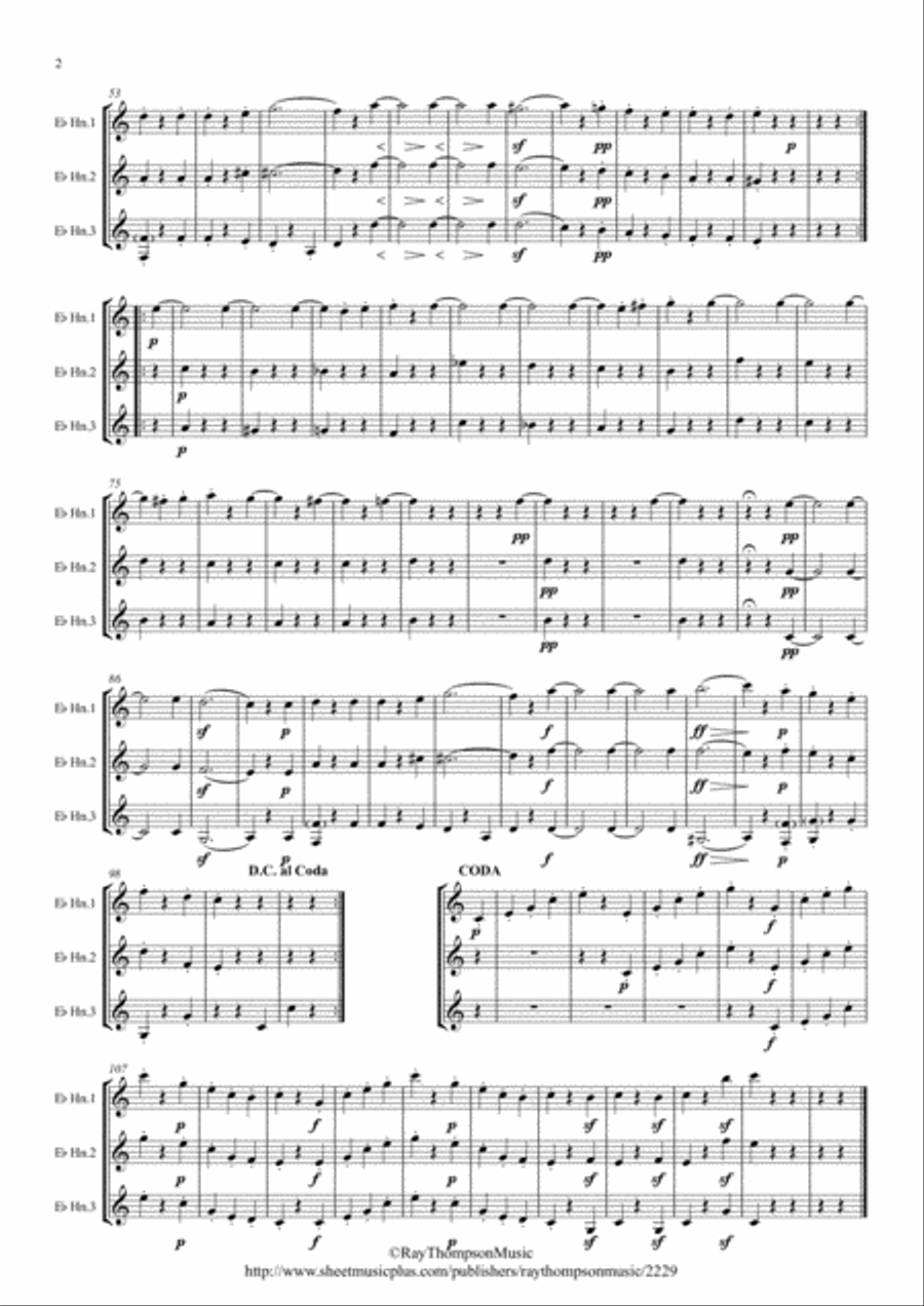 Beethoven: Wind Trio in C Major Op.87 Mvt.III Menuetto and Trio - horn trio Woodwind Trio scores gallery preview page 2