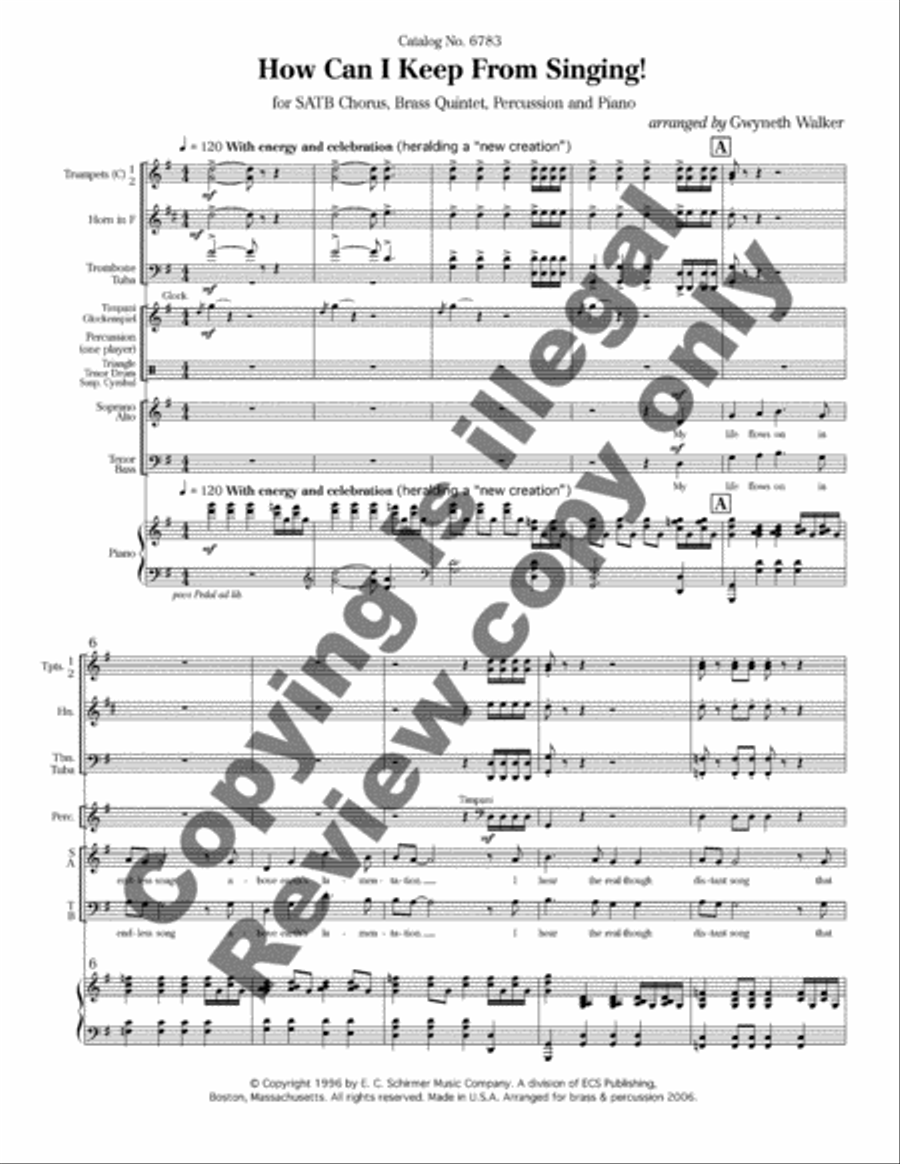 How Can I Keep from Singing? (SATB Brass Version Full Score) 4-Part scores gallery preview page 3