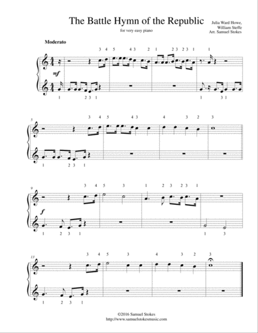 The Battle Hymn of the Republic - for very easy piano Easy Piano scores gallery preview page 1