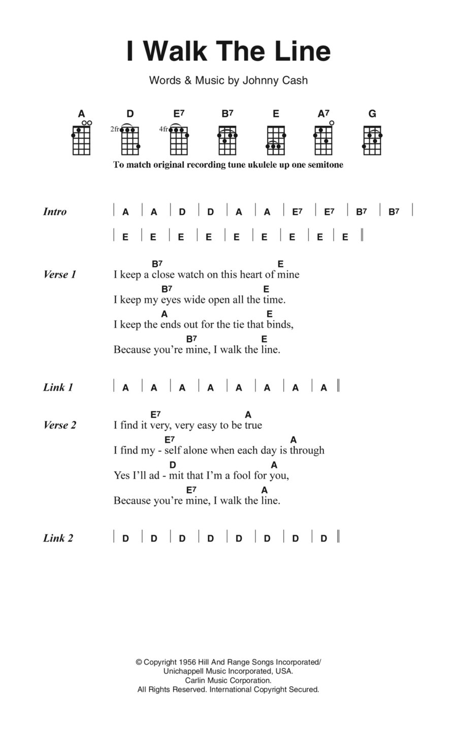 I Walk The Line Ukulele scores gallery preview page 1