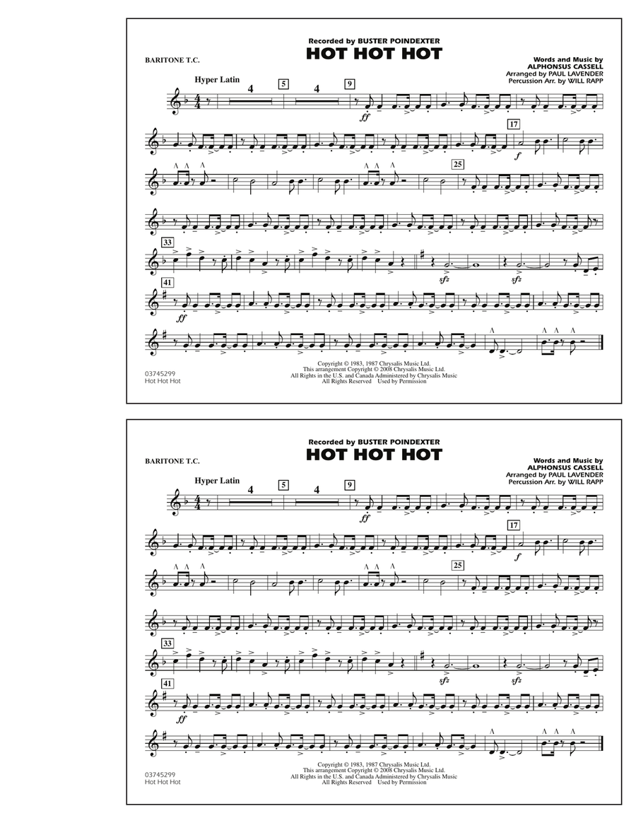 Hot Hot Hot - Baritone T.C. Marching Band scores gallery preview page 1
