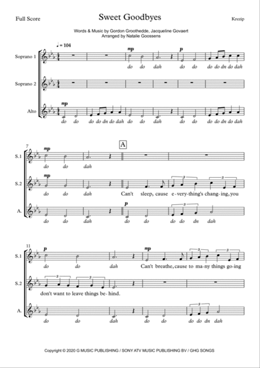 Sweet Goodbyes SSA scores gallery preview page 2