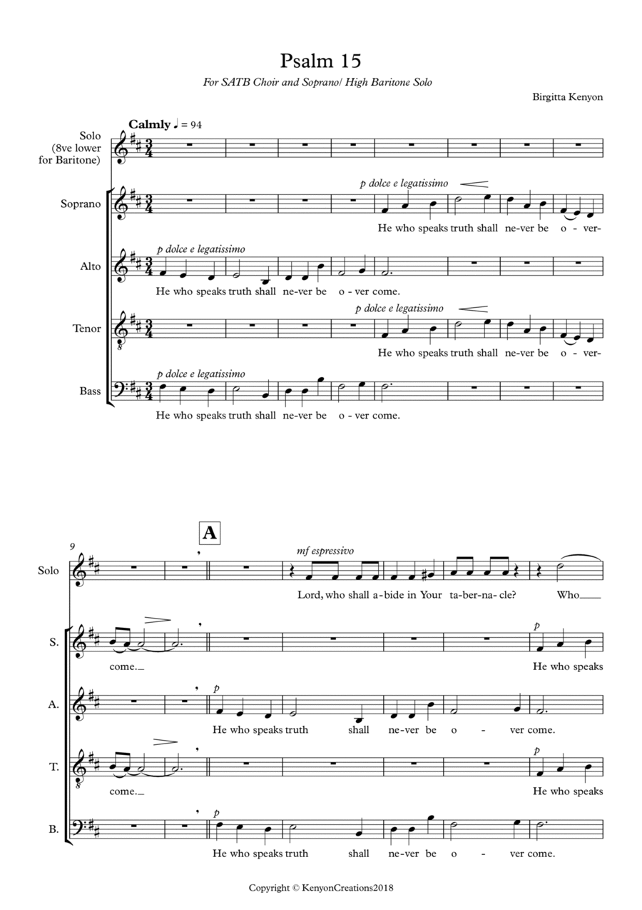 Psalm 15 Psalm 15 4-Part scores gallery preview page 1