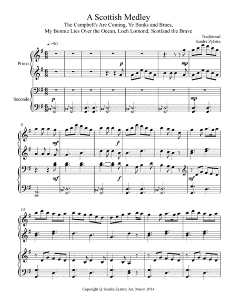 A Scottish Medley (1 piano, 4 hand duet) 1 Piano, 4-Hands scores gallery preview page 2
